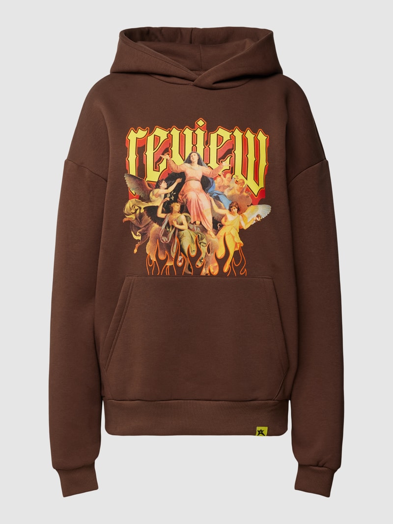 Hoodie mit Motiv-Print in dunkelbraun
