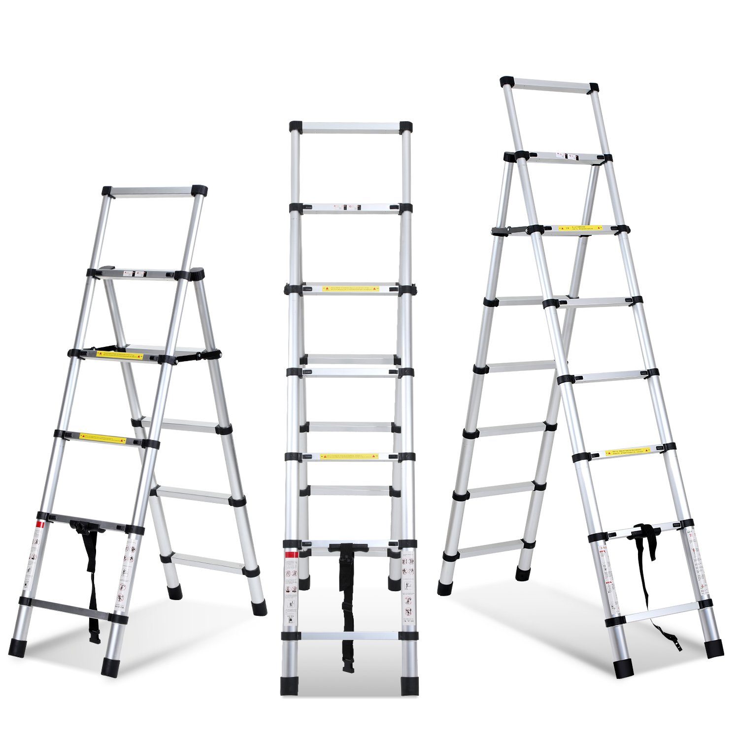 Gimisgu Teleskopleiter Teleskopleiter Teleskopleiter Alu 2.6m-5m Anlegeleiter mit haken