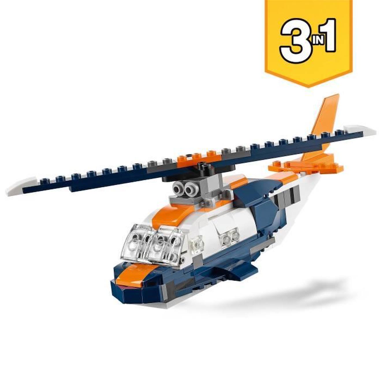 LEGO® Creator 31126 L’Avion Supersonique, Jouet 3 en 1 Hélicoptère Bateau Avion bleu