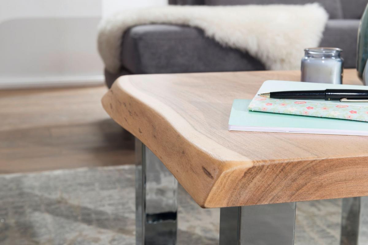 Wohnling Couchtisch ASURA 58 x 40 x 60 cm Akazie Massiv Holz Braun