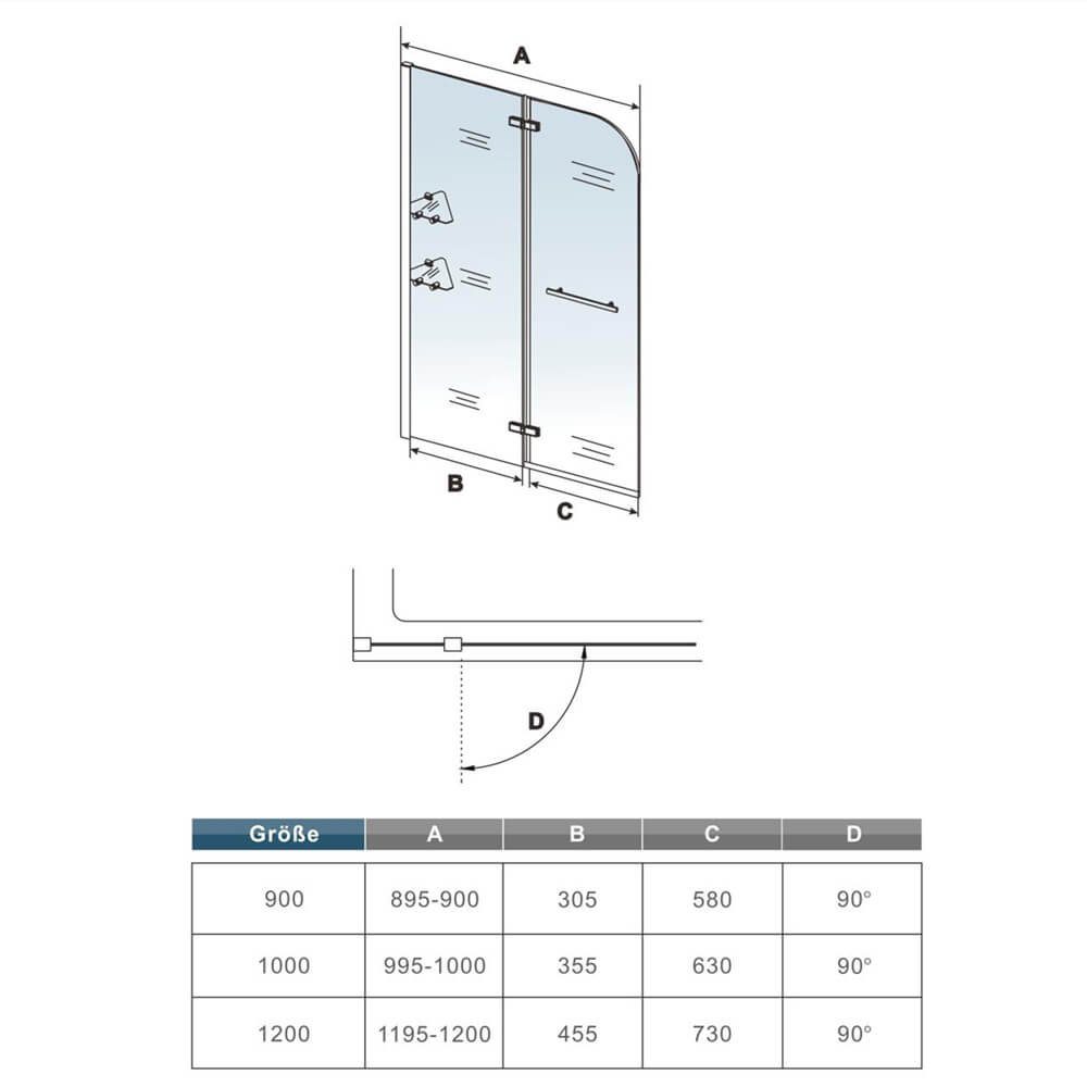 duschspa Badewannenaufsatz Badewannenaufsatz Duschwand Glaswand Duschkabine Dusche Glas, Einscheibensicherheitsglas, Sicherheitsglas, (Set), Glas