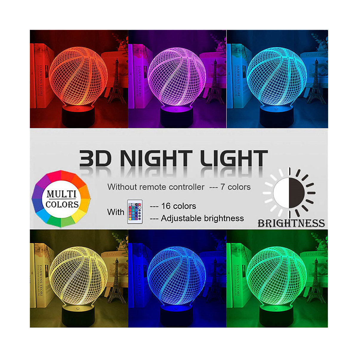 Fußball 3D Illusion Lampe mit 16 Farben Nachtlichter für Kinder