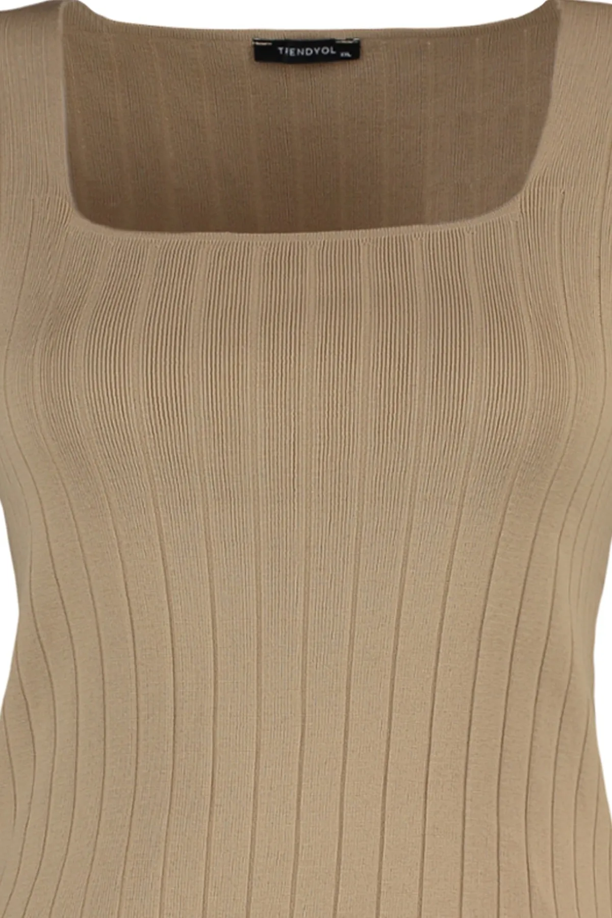 Trendyol Curve  Beige Strickbluse mit Wassermelonenärmeln