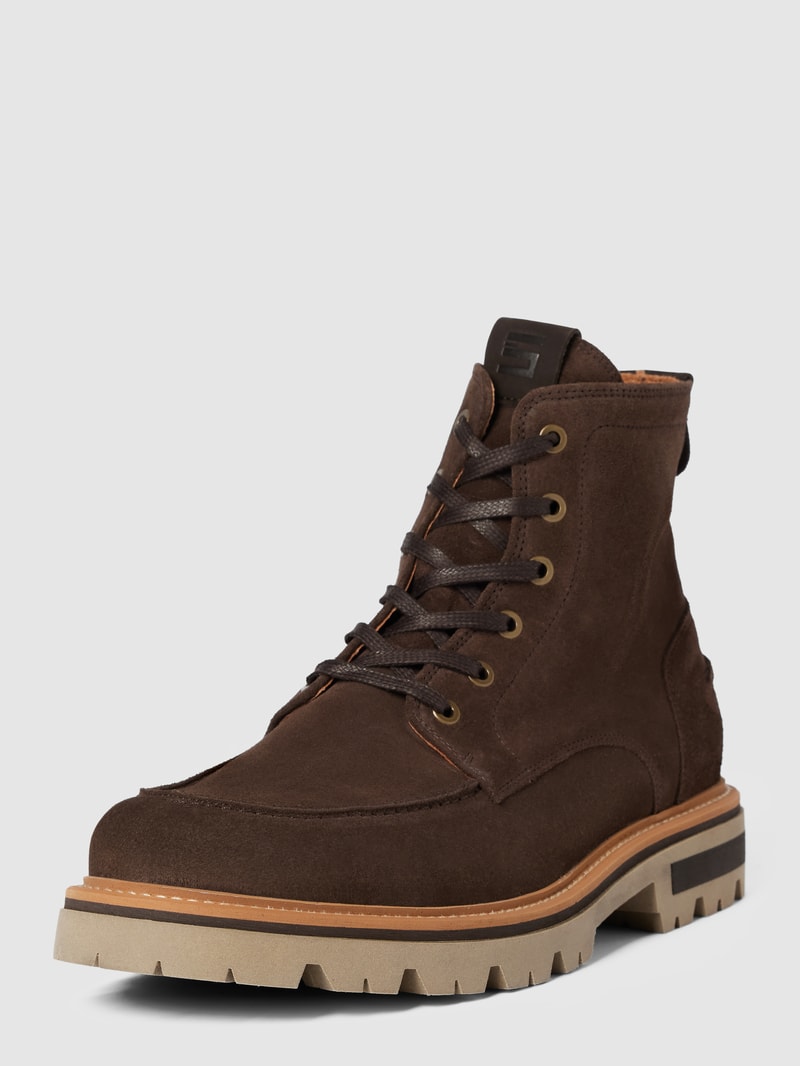 Boots aus echtem Leder mit Kontraststreifen Modell 'RUBINO' in dunkelbraun