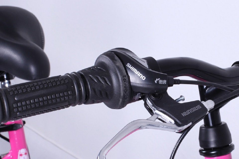 Talson Kinderfahrrad 24 Zoll Cityrad, 21 Gang Shimano, Kettenschaltung, mit Beleuchtung nach StVZO und Gepäckträger Rosa