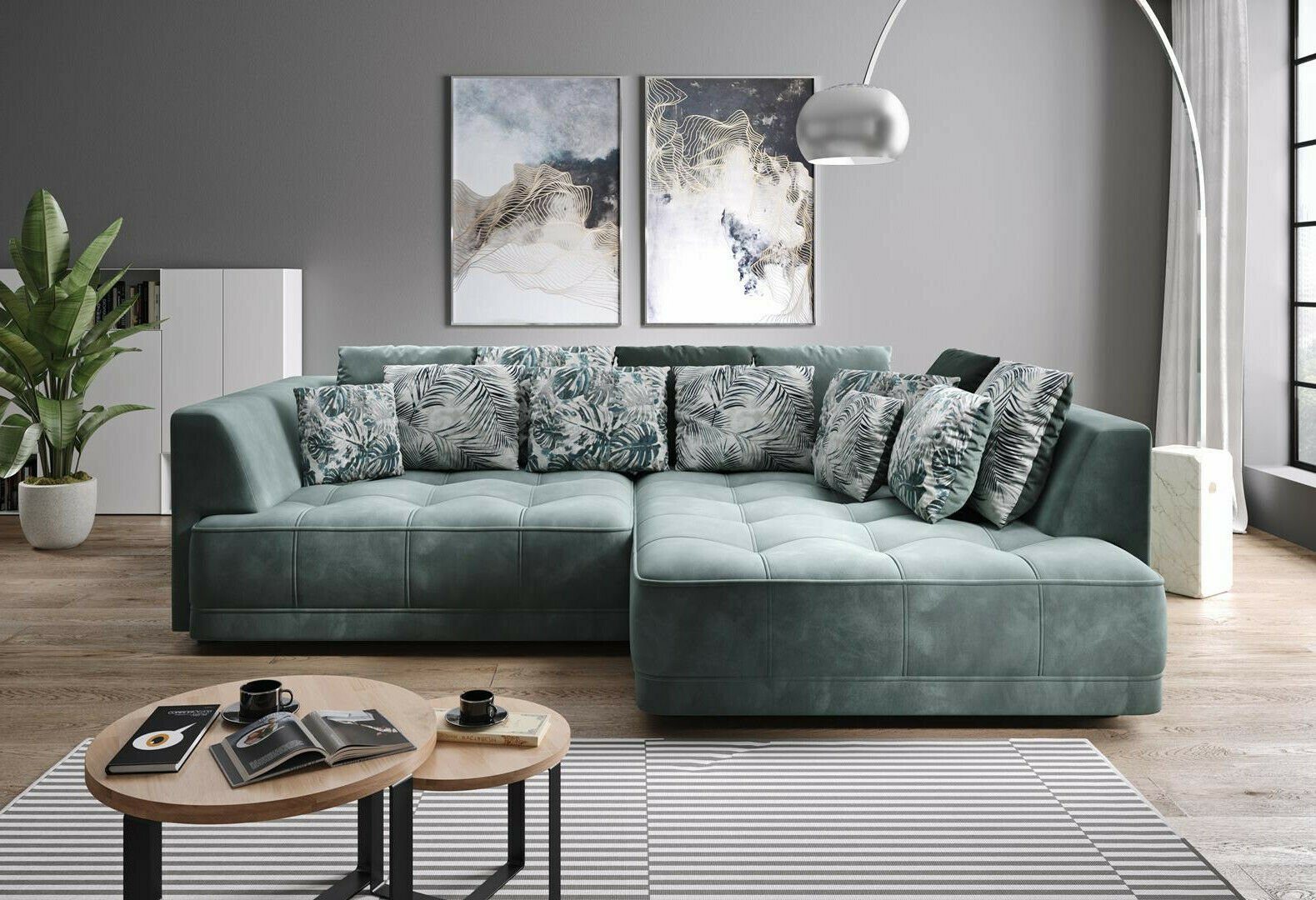 JVmoebel Ecksofa, L Form Ecksofa Wohnlandschaft Couch Ecksofa Polster Grüne L-Form