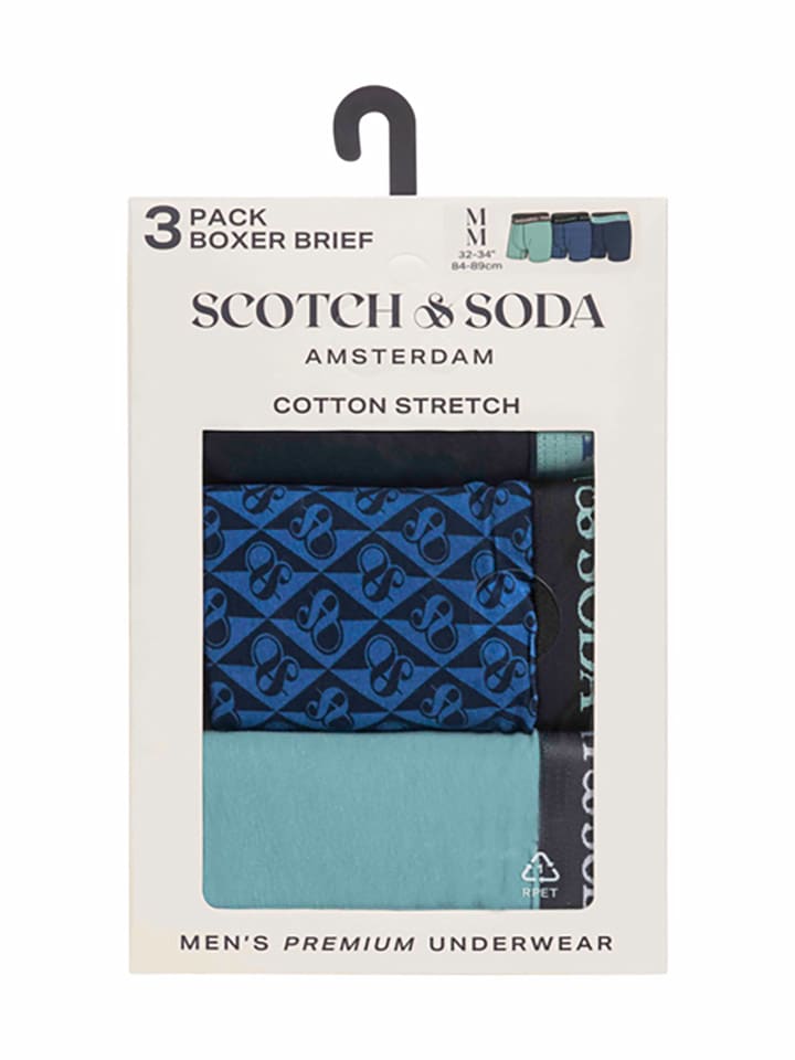 Scotch & Soda 3er-Set: Boxershorts in Türkis/ Blau/ Schwarz günstig kaufen