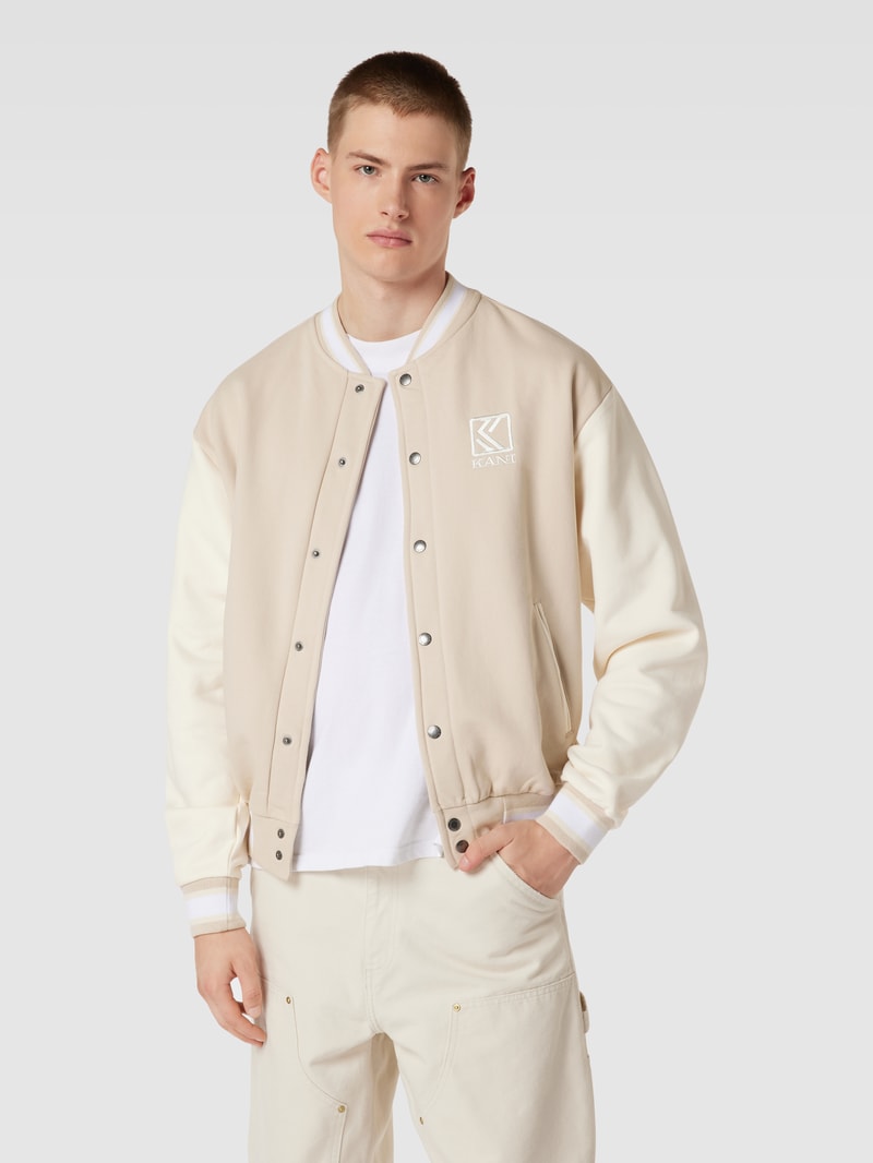 College-Jacke mit rückseitigem Label-Stitching in offwhite