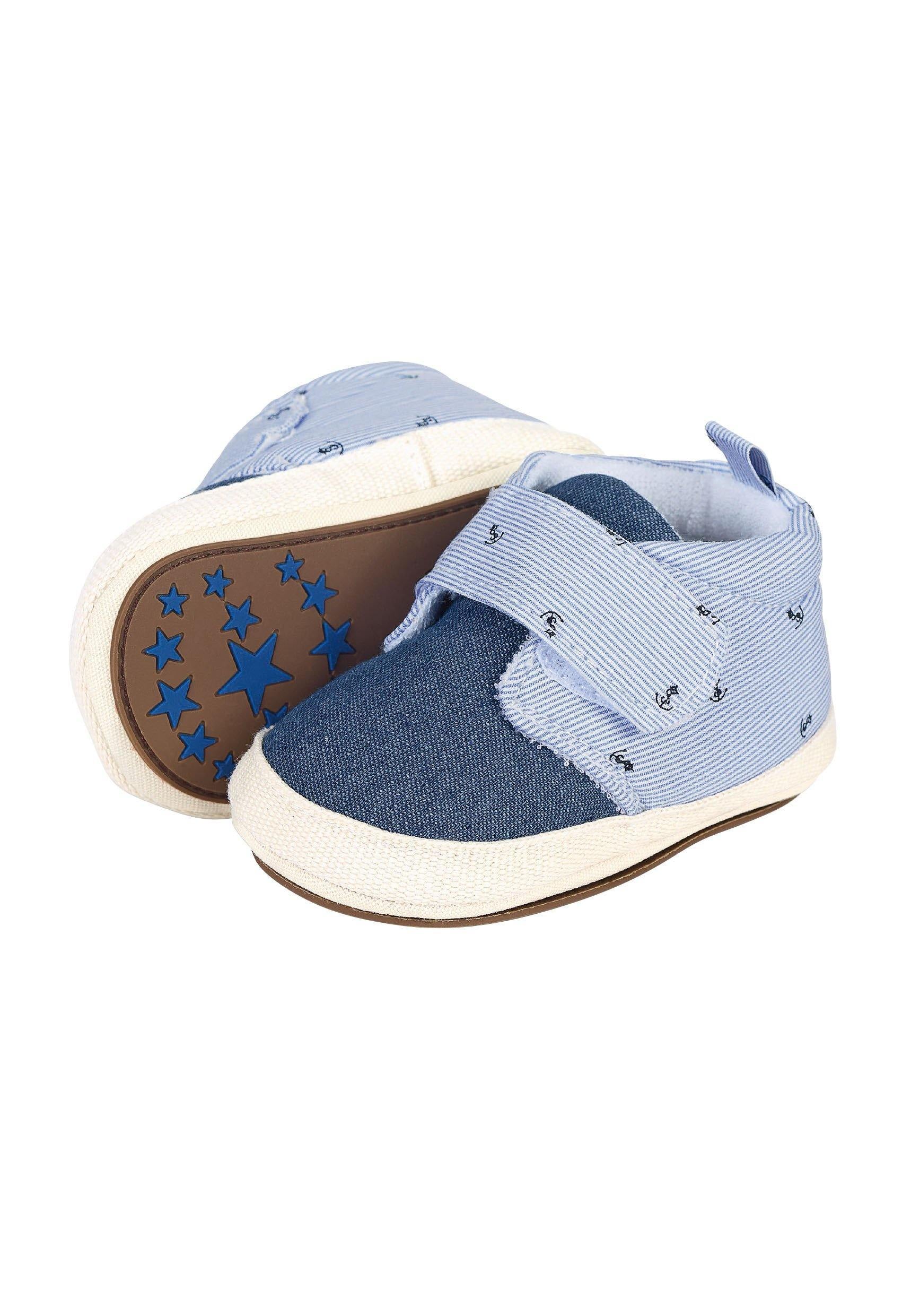 Babyschuh aus Denim und Baumwollstoff mit Druck