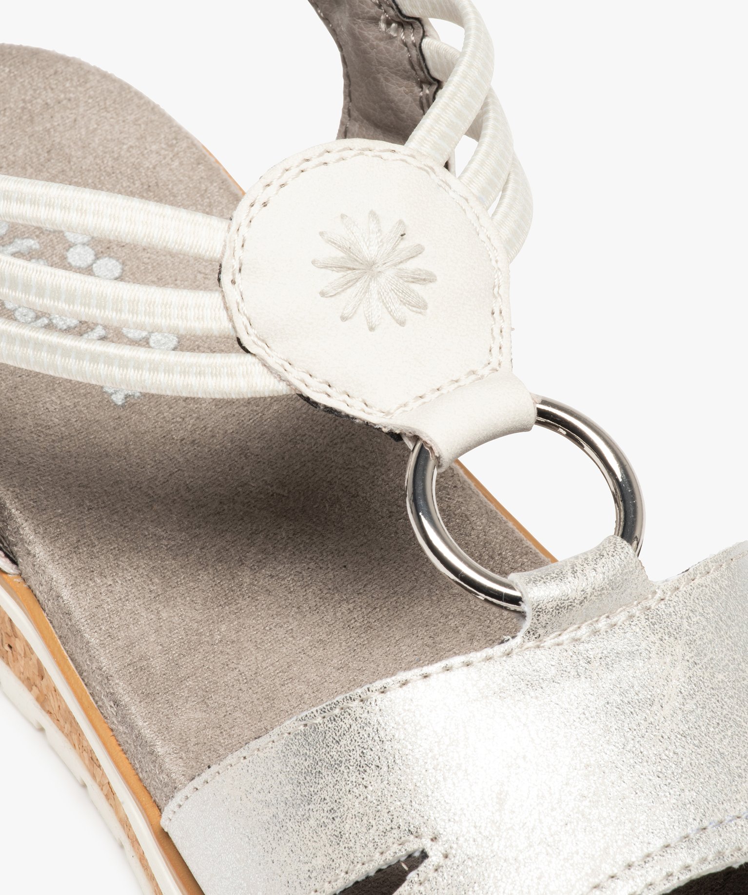 Sandales femme plates confort à brides métallisées - Soft... gris | GEMO
