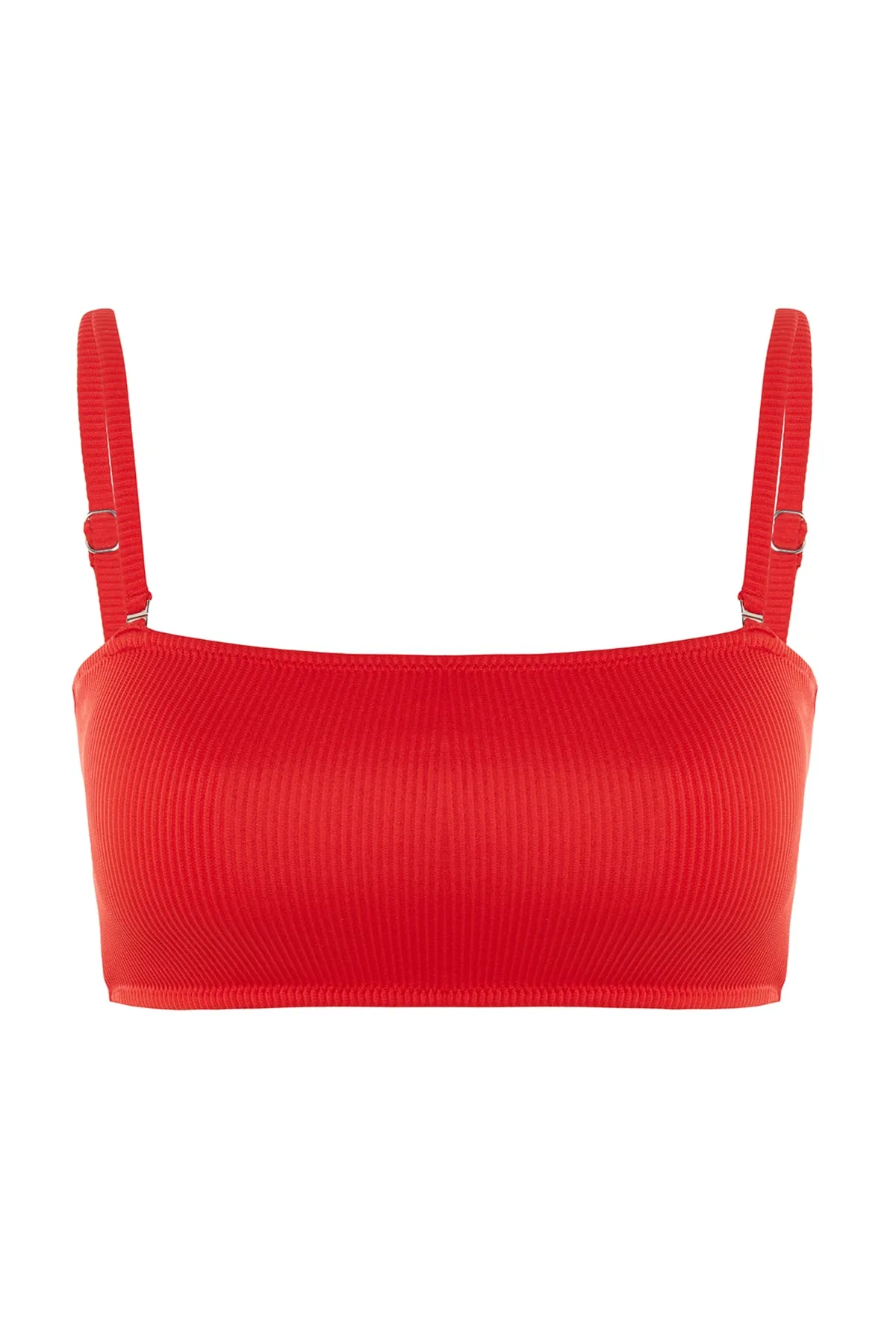 Trendyol Collection  Rotes trägerloses strukturiertes Bikinioberteil TBESS21BU0061