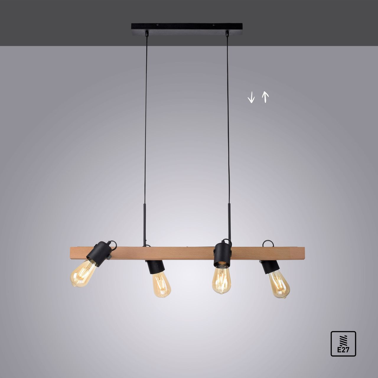 JUST LIGHT LeuchtenDirekt CANOP, Pendelleuchte 4-flammig, E27 Leuchtmittel a. max. 60Watt, Materialmix