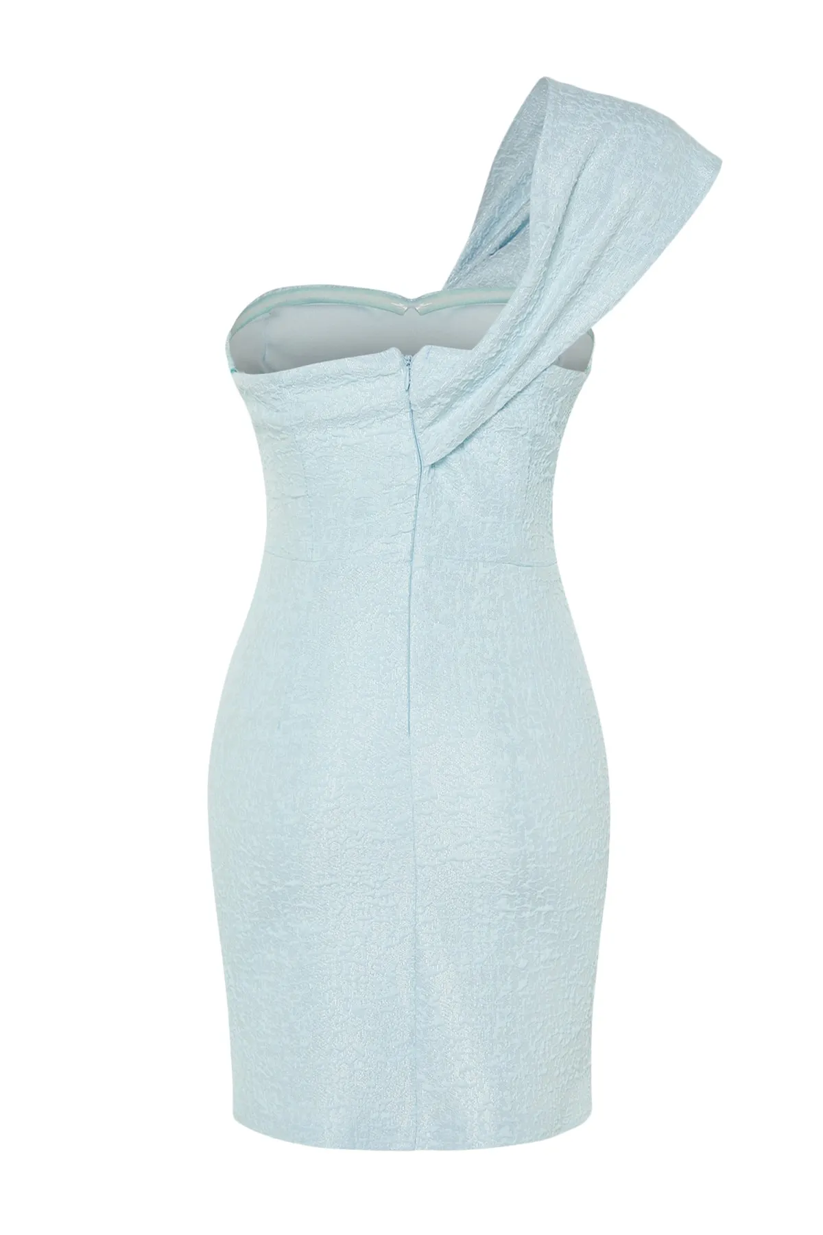Trendyol Collection  Hellblaues, gewebtes, tailliertes, selbstgemustertes, elegantes Abendkleid TPRSS23EL00550