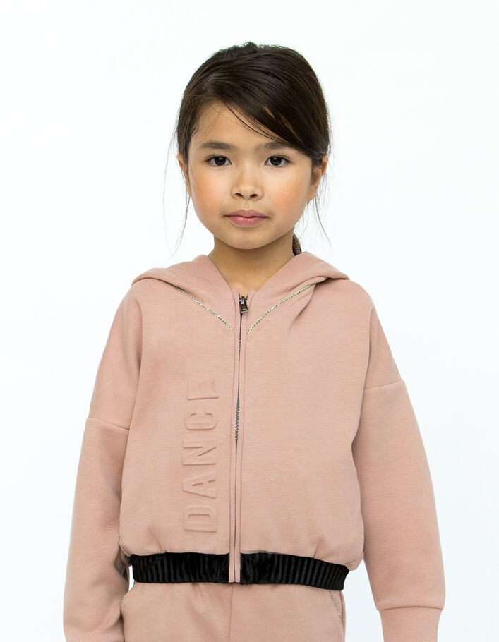 Cardigan rose cropped message embossé fille