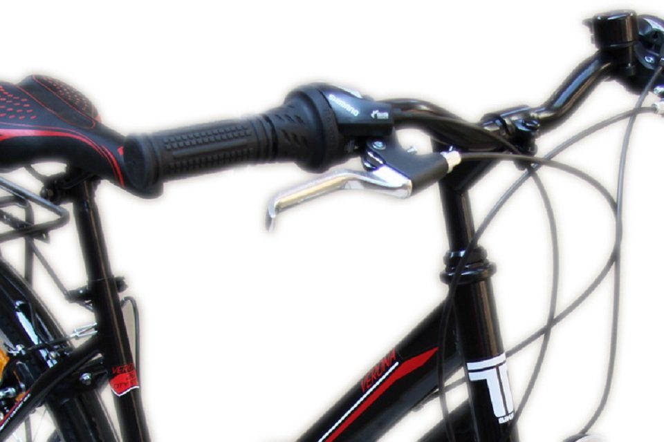 Talson Cityrad 26 Zoll Cityrad, 21 Gang Shimano, Kettenschaltung, mit Beleuchtung nach StVZO und Gepäckträger Schwarz