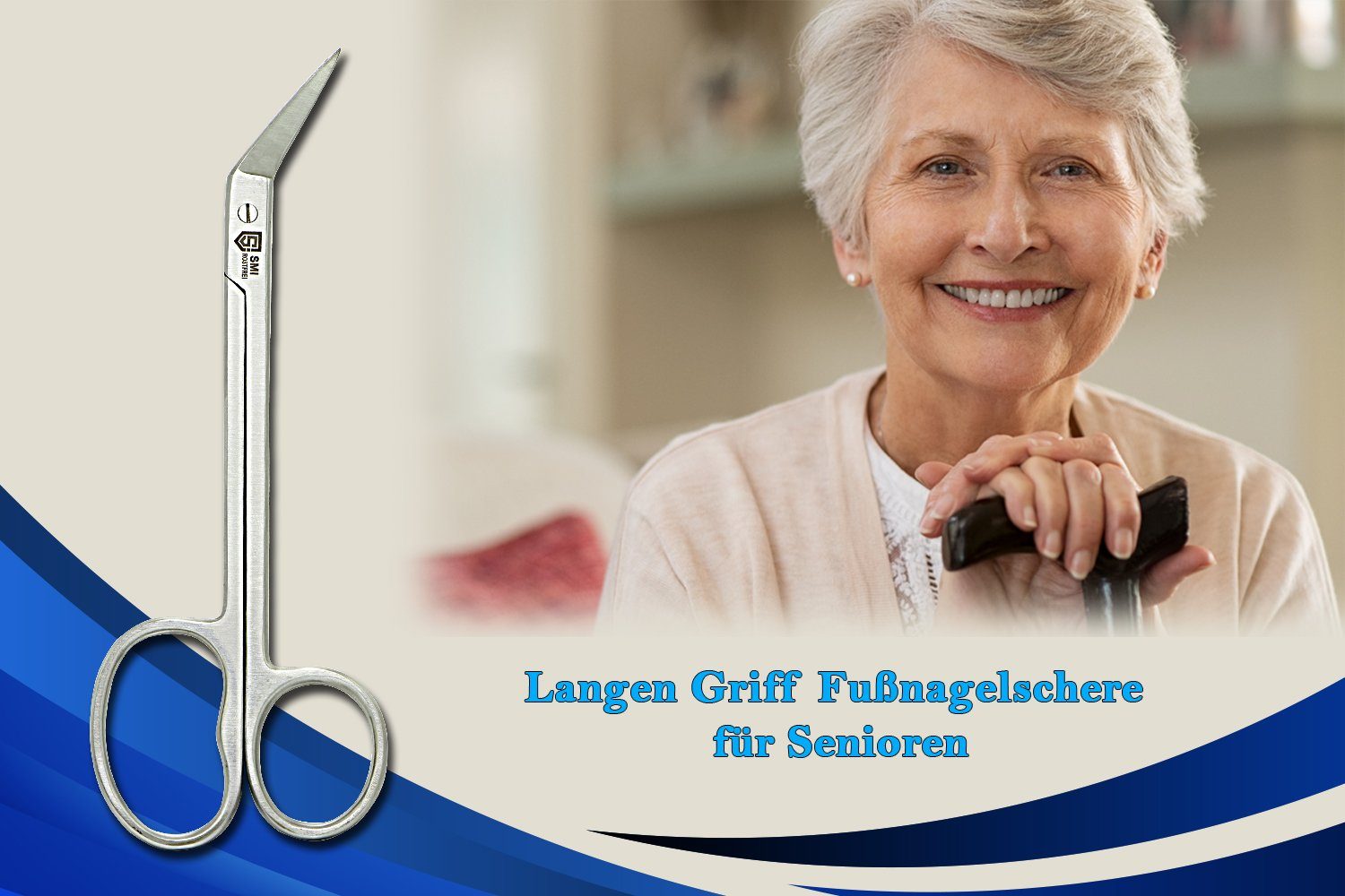SMI Nagelschere 16 cm Fußnagelschere lange Griff Fußschere Nagelschere für Senioren