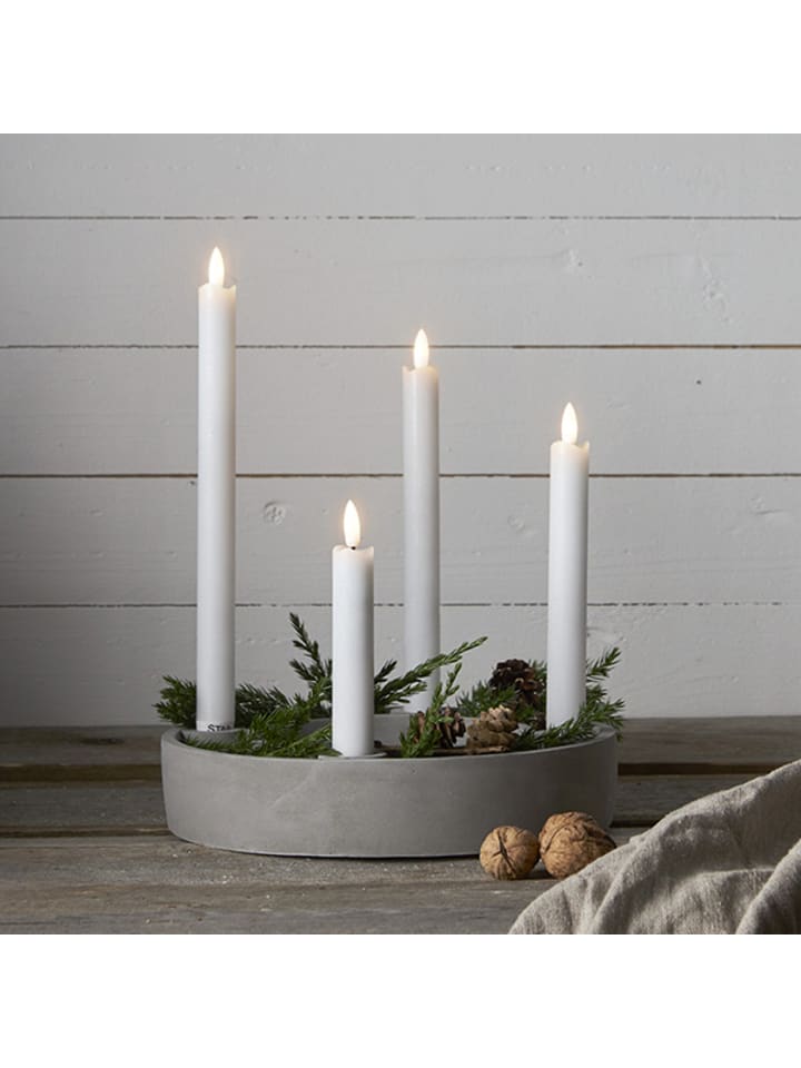 STAR Trading LED-Stabkerzen 'Flamme', Echtwachs, 4er-Set, weiß günstig kaufen onesize
