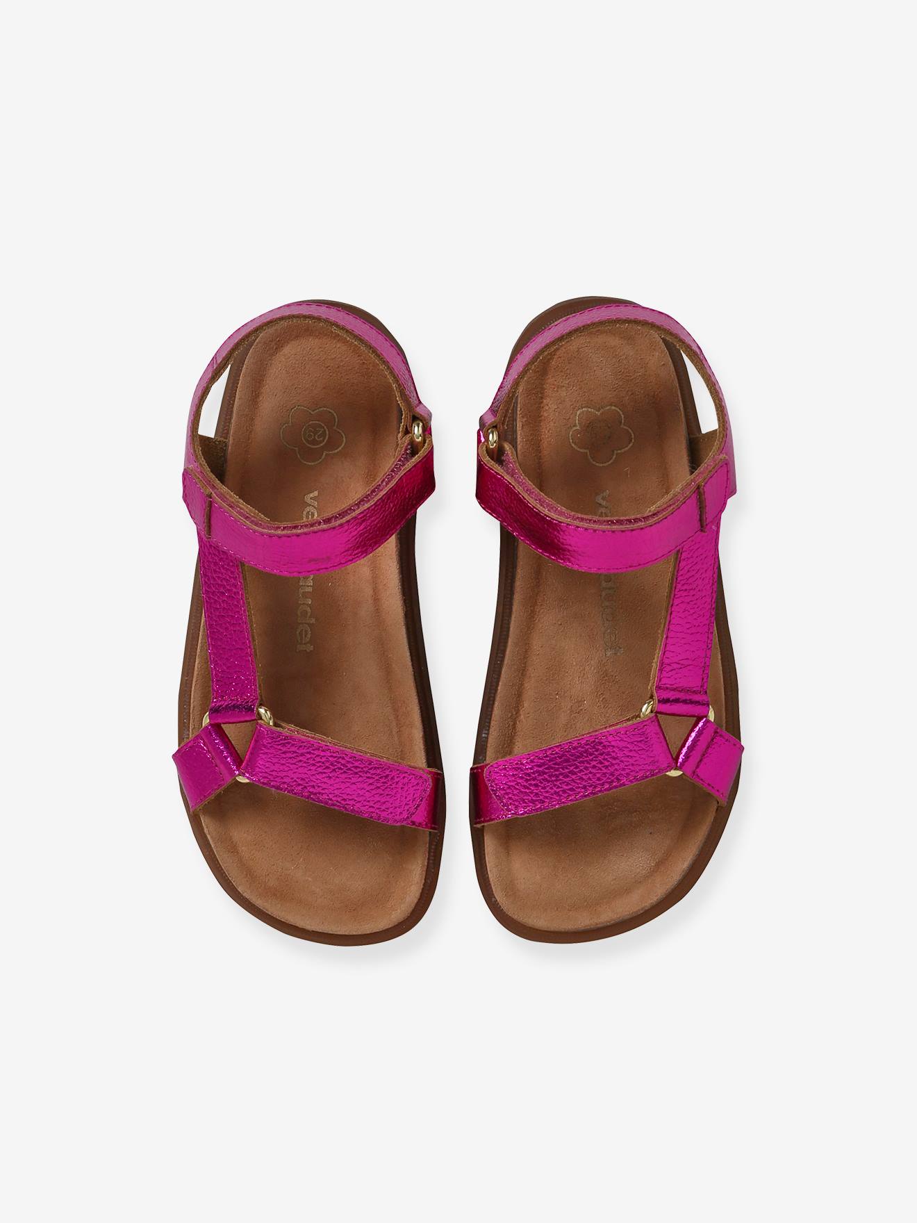Sandales scratchées cuir fille lilas