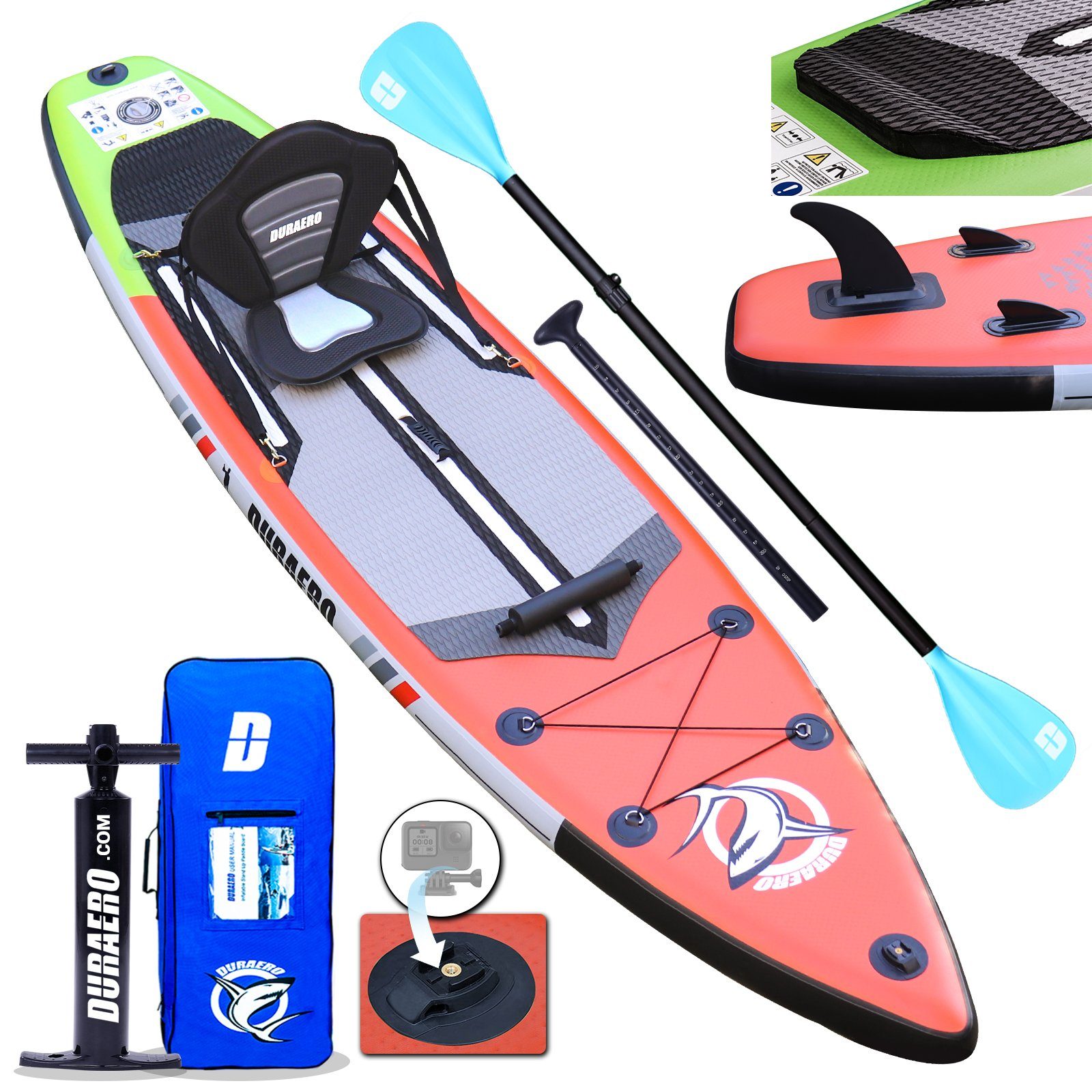 DURAERO Inflatable SUP-Board Stand up Paddle Board Aufblasbare SUP Board Set, 330x76x15cm