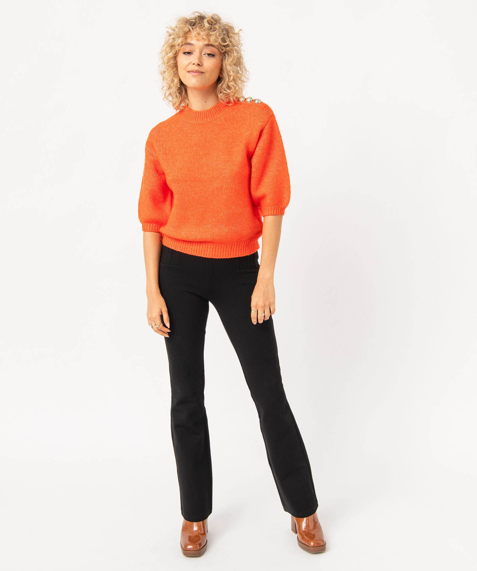 Leggings coupe flare avec surpiqres sur les hanches femme noir | GEMO