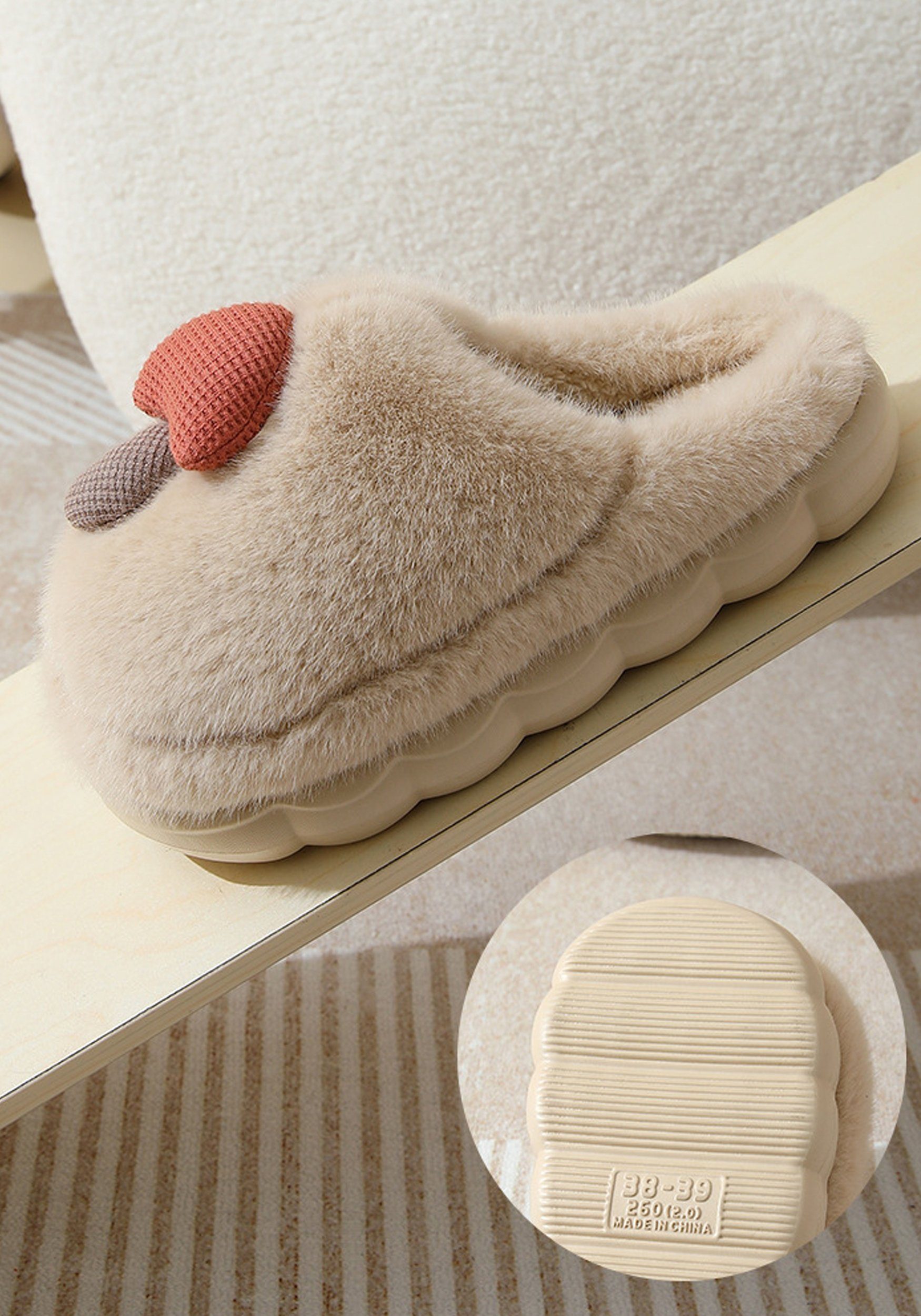 CAMILA Winter-Pilzhausschuhe für den Haushalt, Unisex,weich Badeschuh (set, 1-tlg., Atmungsaktiv, weich und warm) Halten Sie die Füße warm