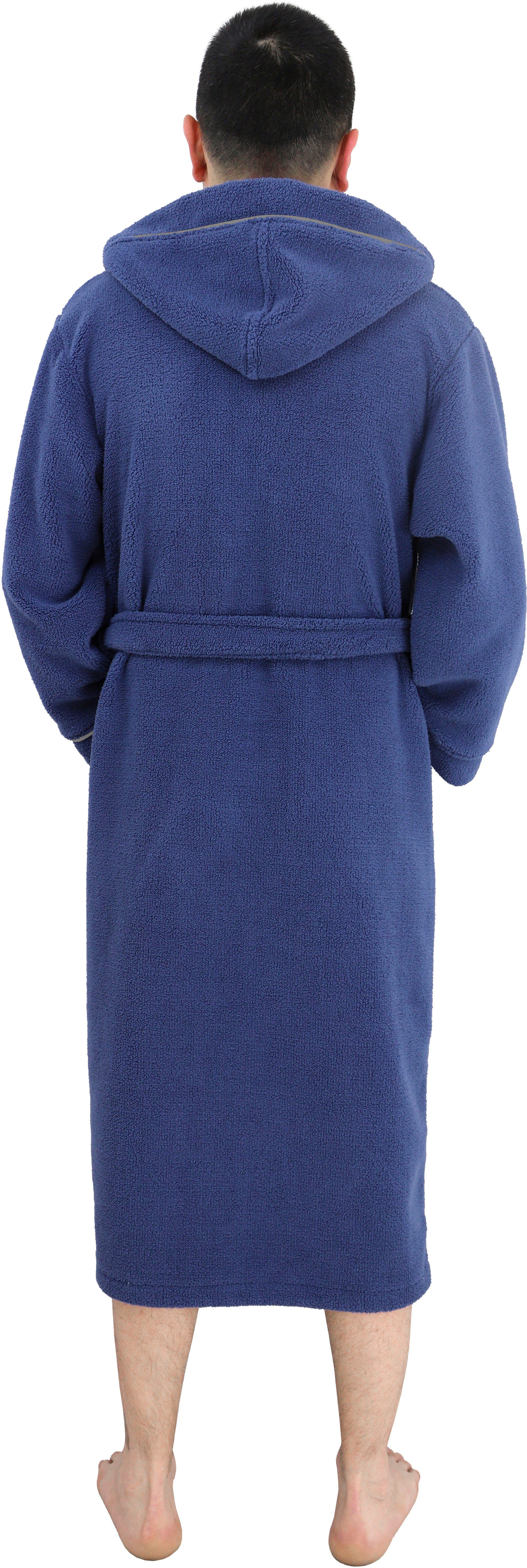 my home Unisex-Bademantel Lillou, Langform, Microfaser, Kapuze, Gürtel, weiche und kuschelige Qualität, für Damen und Herren, XS-3XL