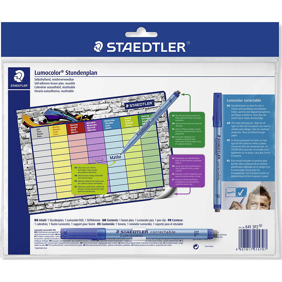 Lumocolor® correctable Stundenplan, inkl. Stift
