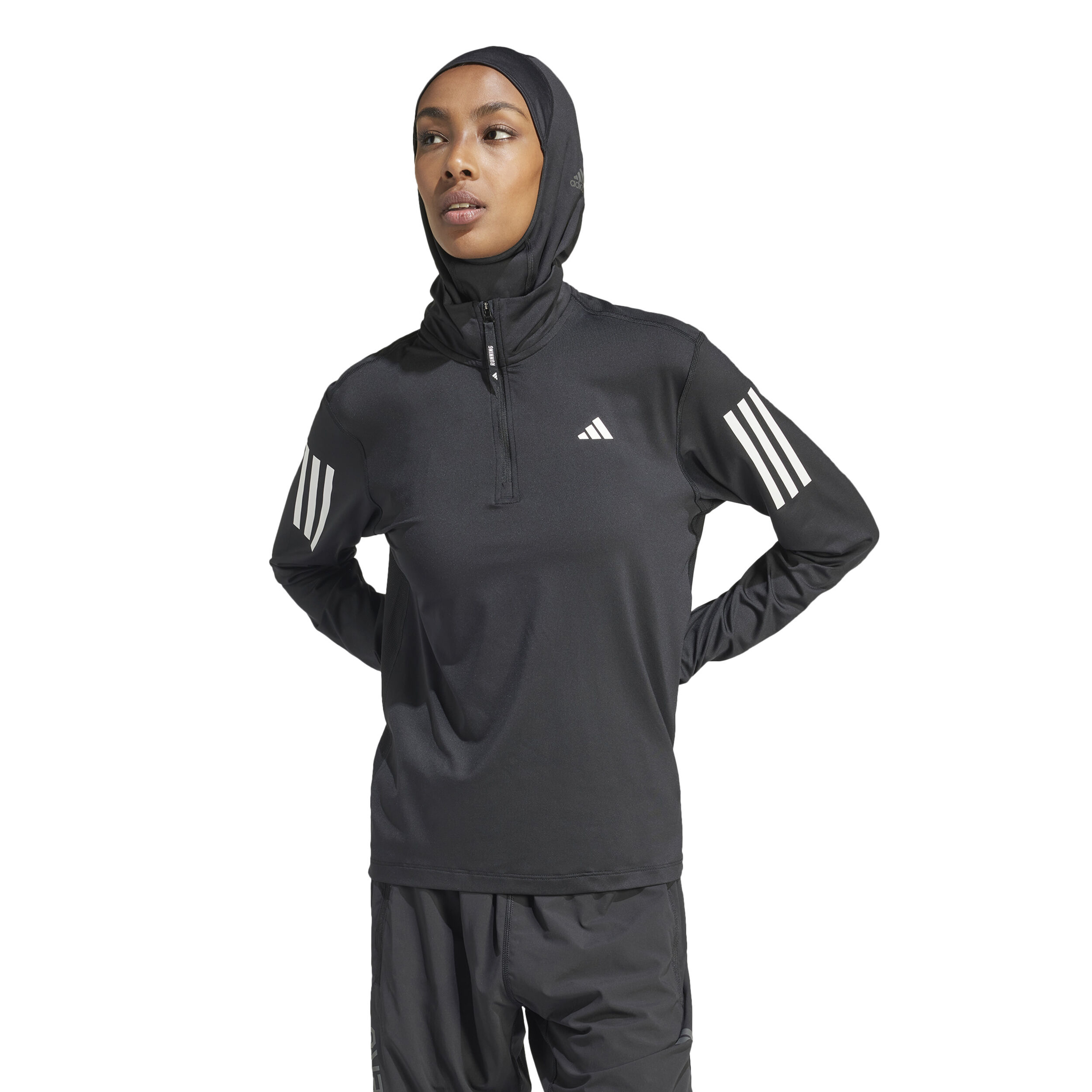 Own The Run B Half-Zip Longsleeve Laufshirt Damen - Schwarz