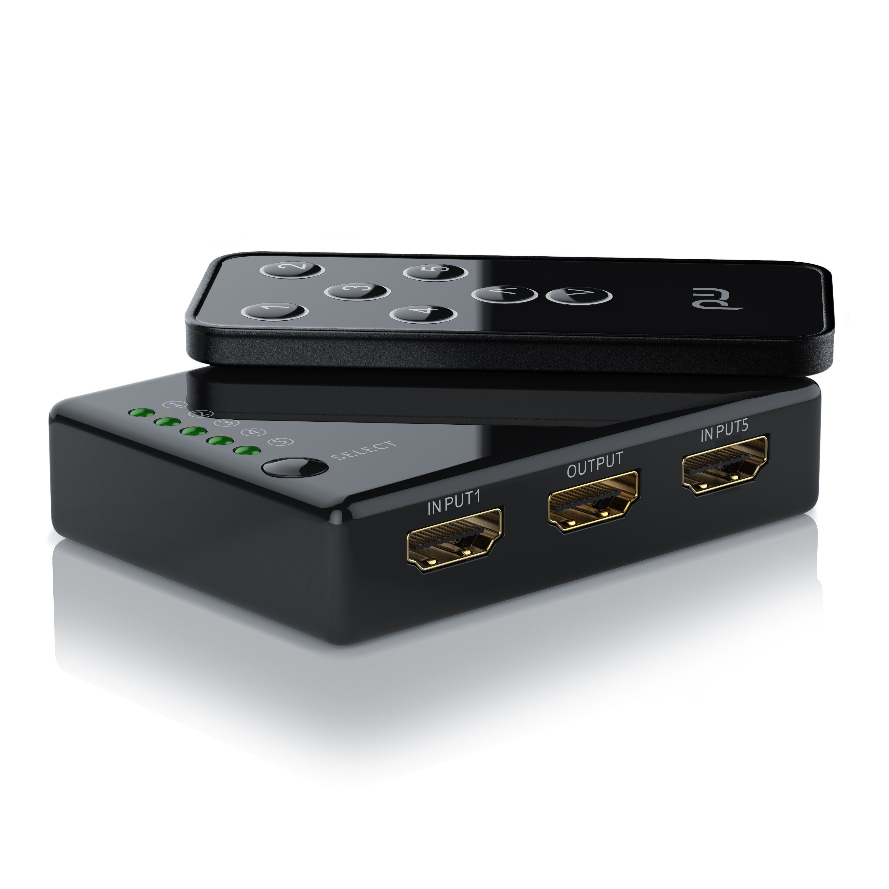 Primewire Audio / Video Matrix-Switch, 5-Port UHD HDMI Switch / Verteiler mit Fernbedienung, 4K, 3D, CEC, ARC