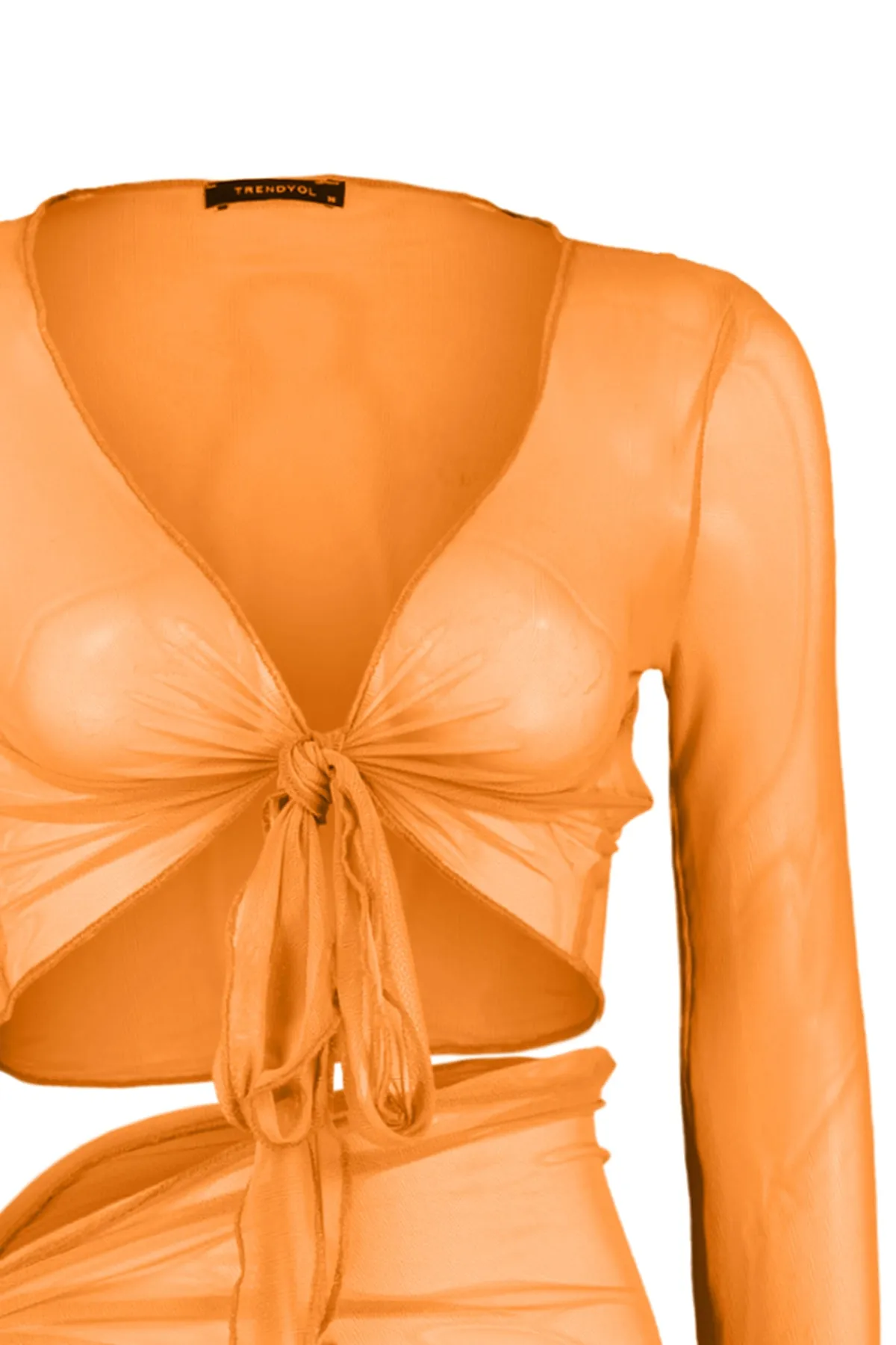 Trendyol Collection  Orangefarbenes Blusen-Rock-Set aus gewebtem, gebundenem Netzstoff TBESS23AU00033