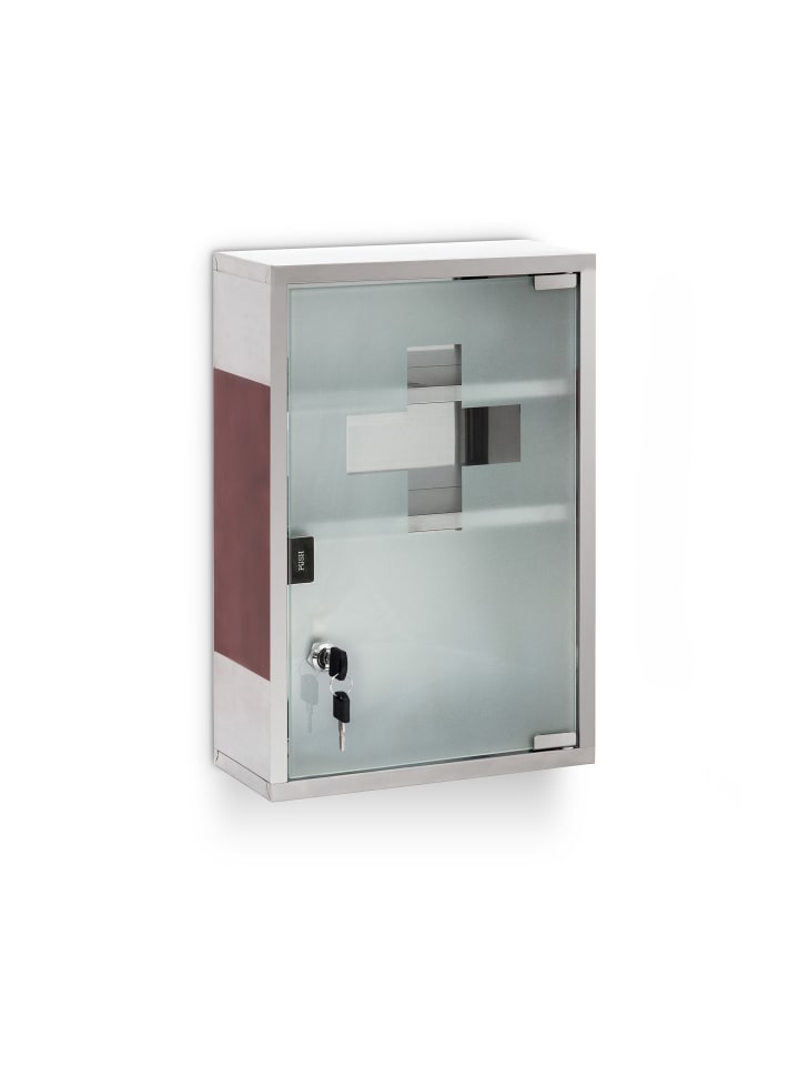 relaxdays Medizinschrank in Silber/Braun - (B)30 x (H)45 x (T)12 cm günstig kaufen onesize