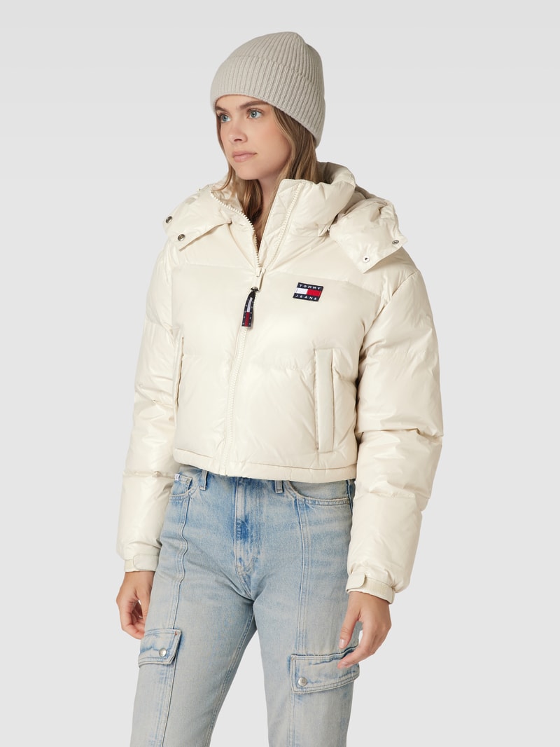 Cropped Daunenjacke mit Kapuze Modell 'ALASKA' in ecru