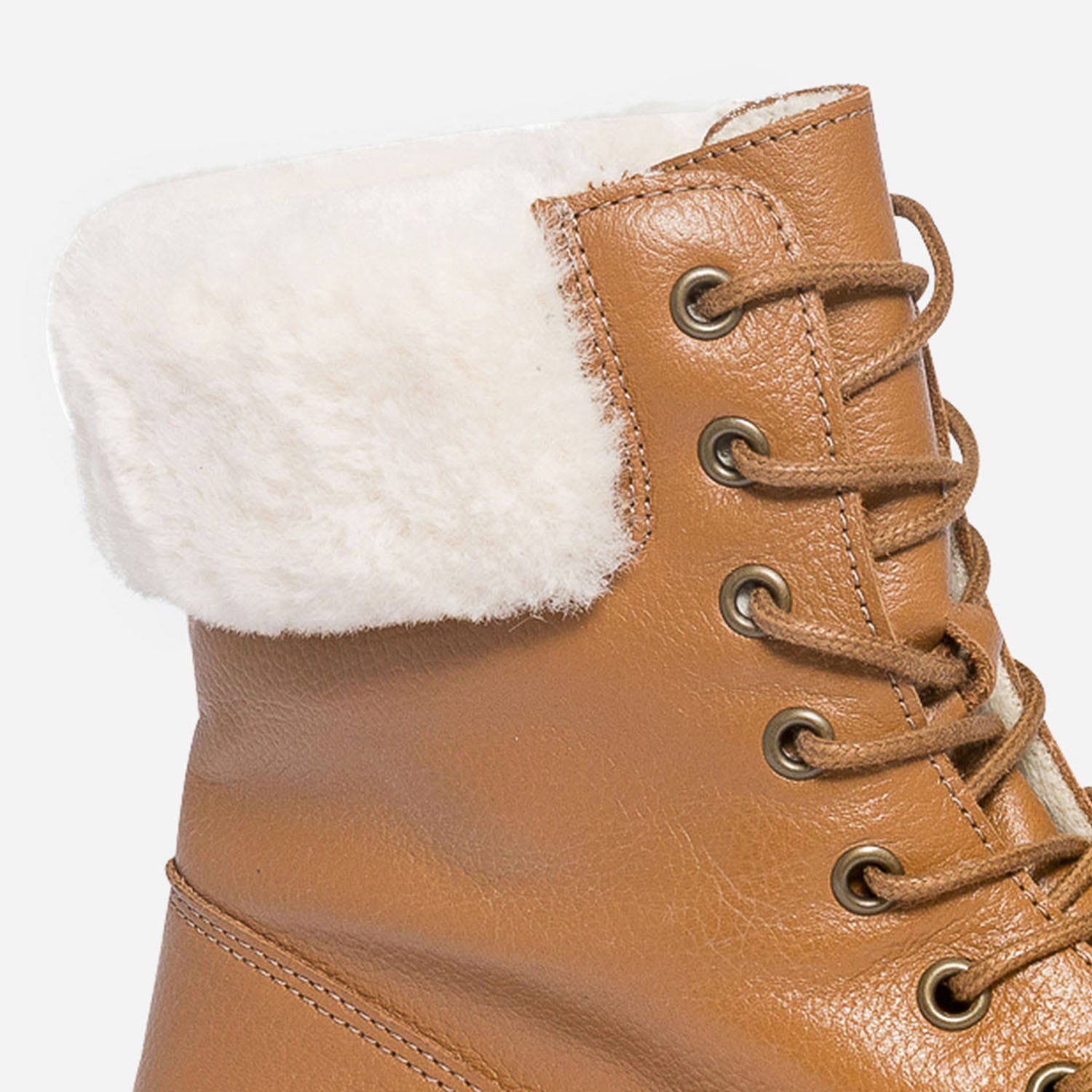 Bottine TEXTO camel éco-conçue en cuir fourré