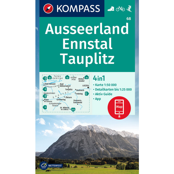 KOMPASS WANDERKARTE 68 AUSSEERLAND, ENNSTAL, TAUPLITZ