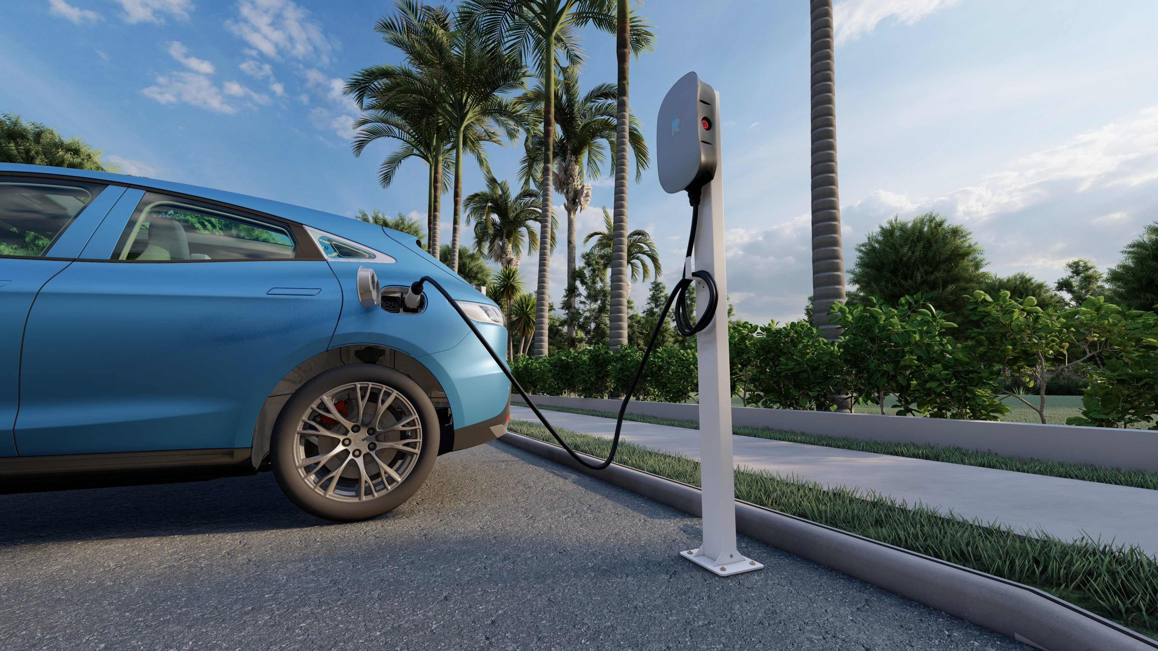 Spark stationär Elektroauto-Ladestation Revolution Wallbox mit 5m Kabel-mehrere Verwaltungsmodi-RFID-WIFI, 3-phasig, Komplett Set, mit Typ2 Ladekabel von 5m