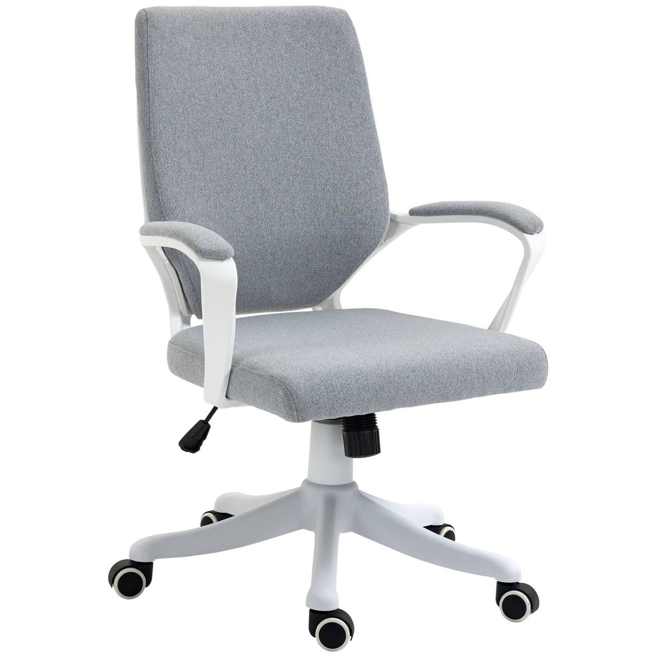 Vinsetto Bürostuhl Drehstuhl höhenverstellbarer ergonomisch Polyester Grau Weiß