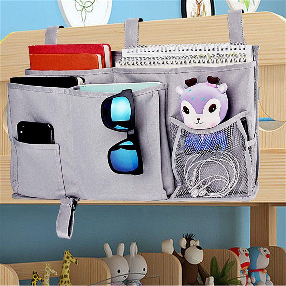 Runxizhou Betttasche Bedside Caddy Hängebett Organizer Aufbewahrungstasche Tasche,Grau