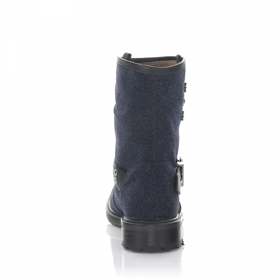 Rossano Bisconti - Stiefeletten Kalbsleder Gepixelt Zierschnalle blau - blau