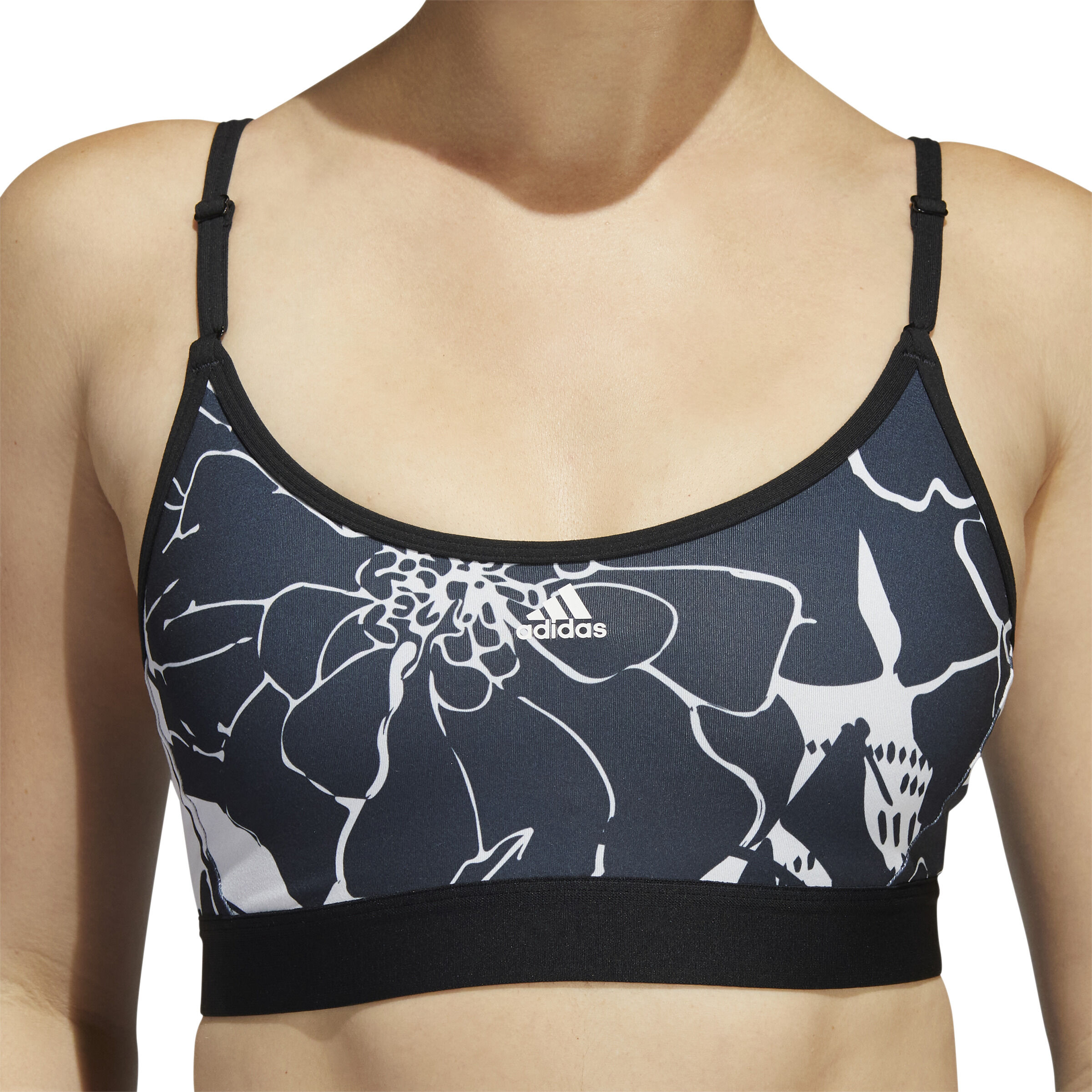 Training Flower Light-Support Sport-BH Damen - Grau, Weiß