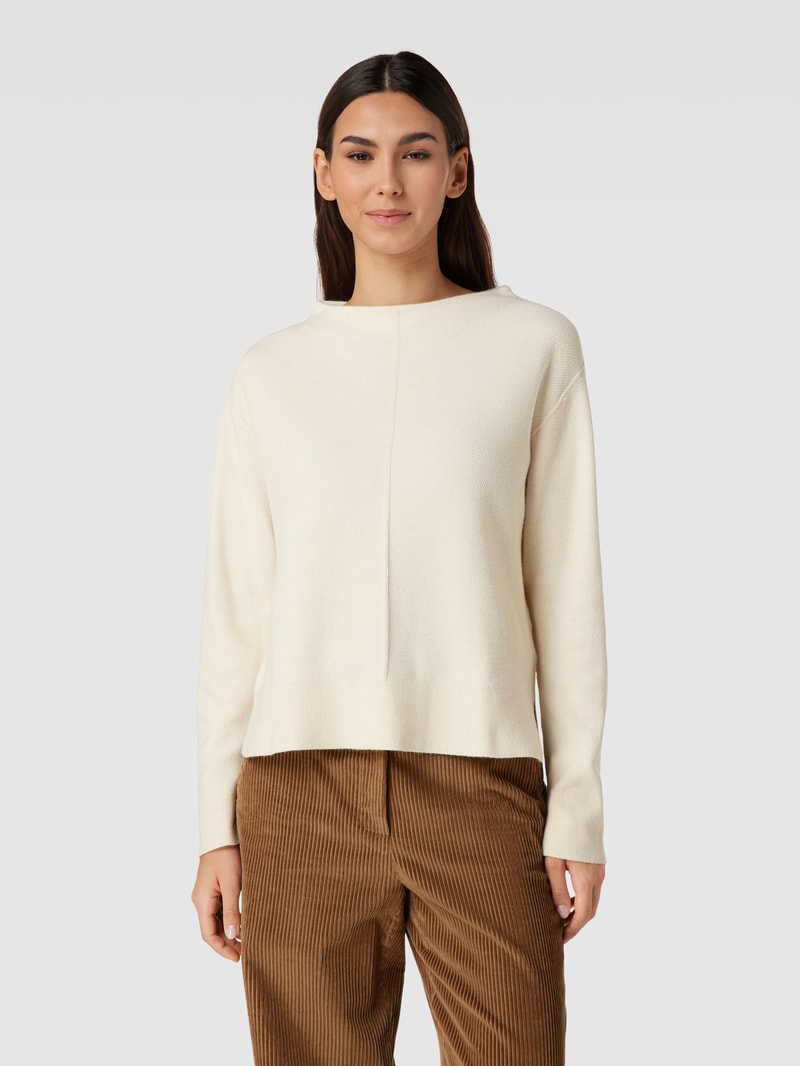 Strickpullover mit Ziernähten in beige
