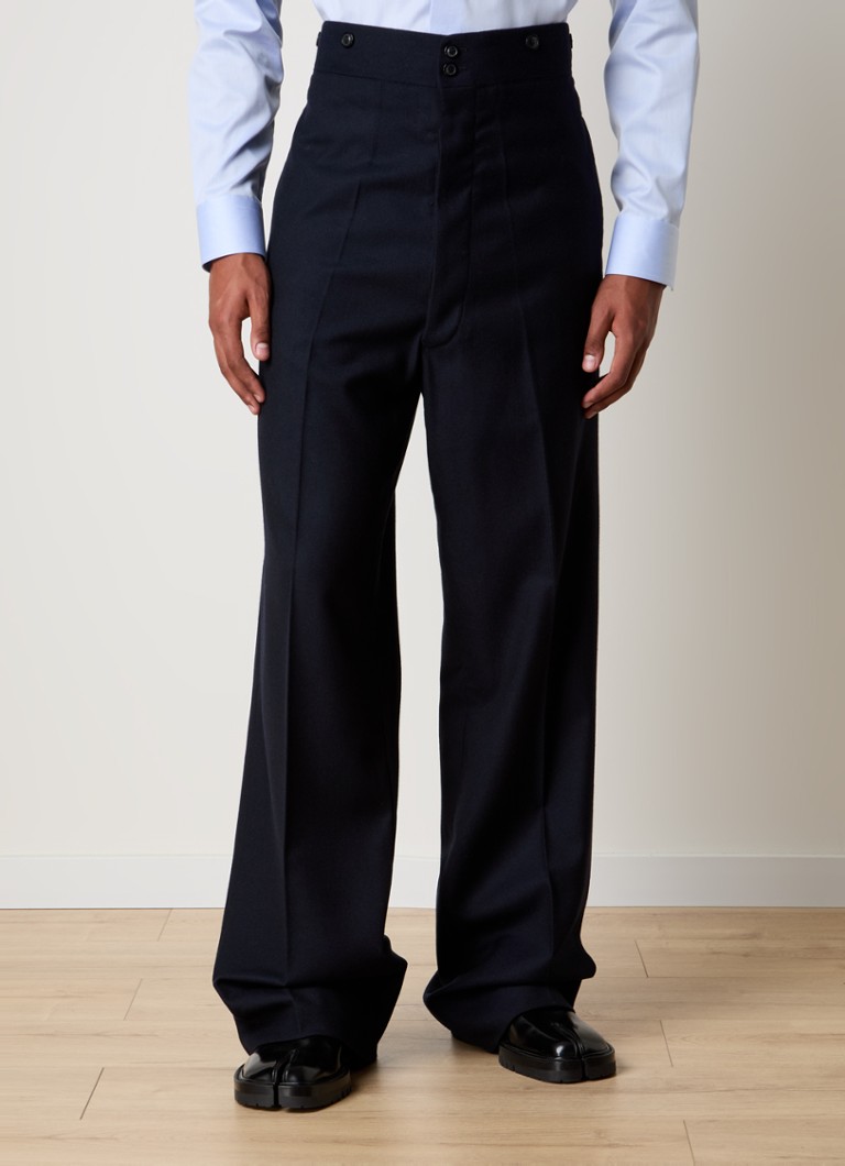 Pantaloni largi din lână Maison Margiela cu buzunare interioare