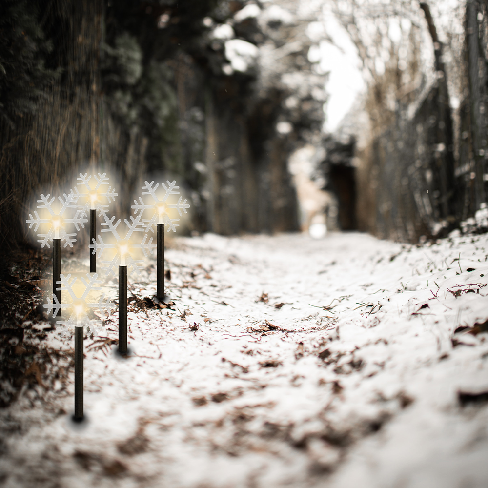 I-Glow LED-Leuchtstab 5er-Set - Schneeflocke