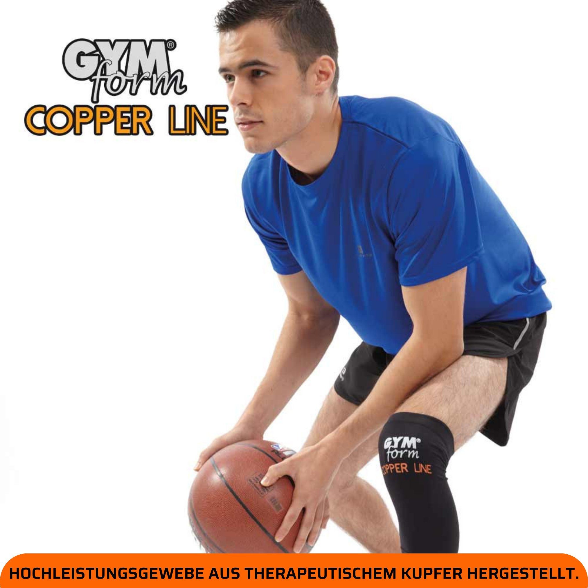 Gymform® Kniebandage Copper Line - Knee Sleeve (1-tlg., in 4 Größen - S, M, L, XL), Kniestütze - Kompressions Bandage aus Kupferfasern, atmungsaktiv