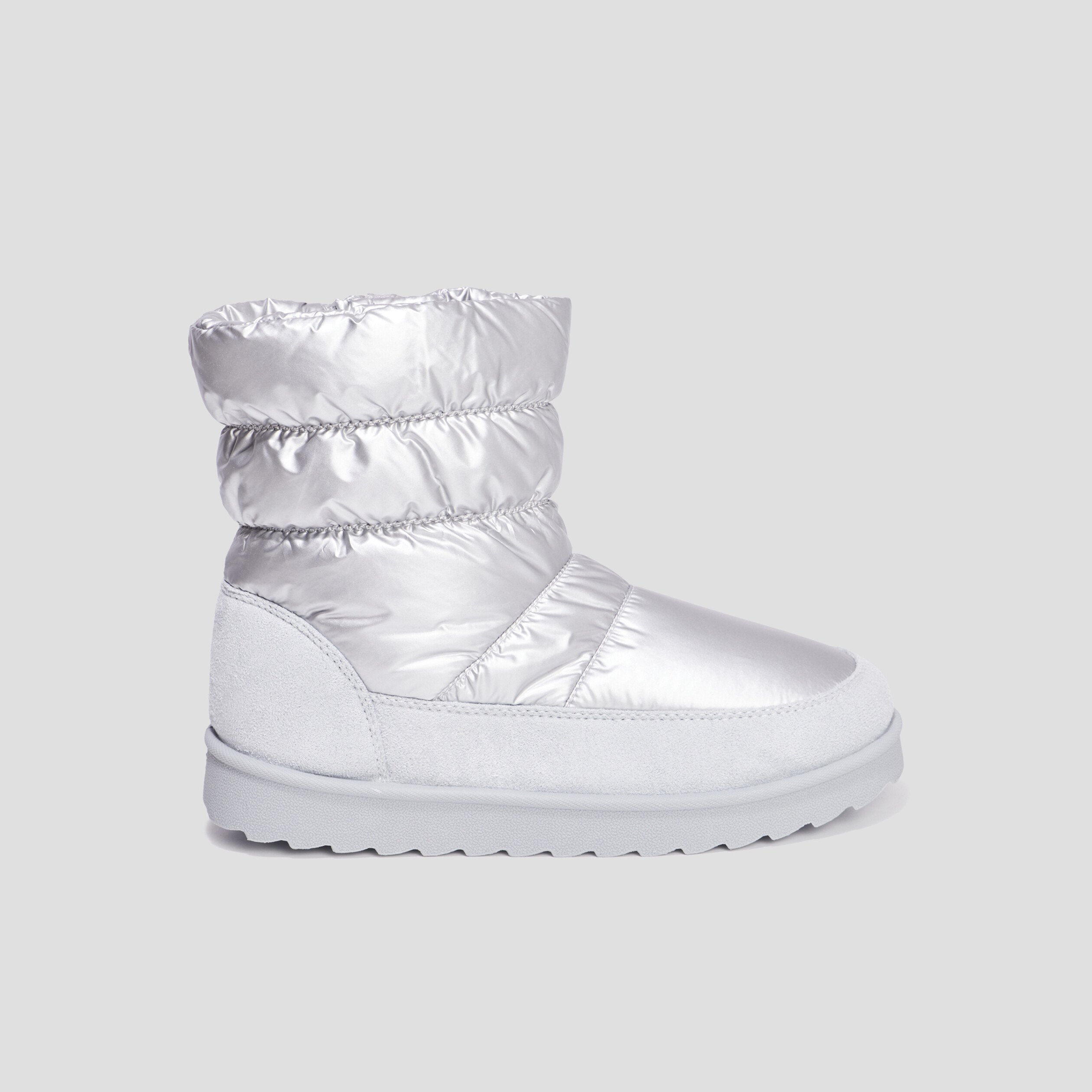 Bottines matelassées doublées gris argent femme | La Halle