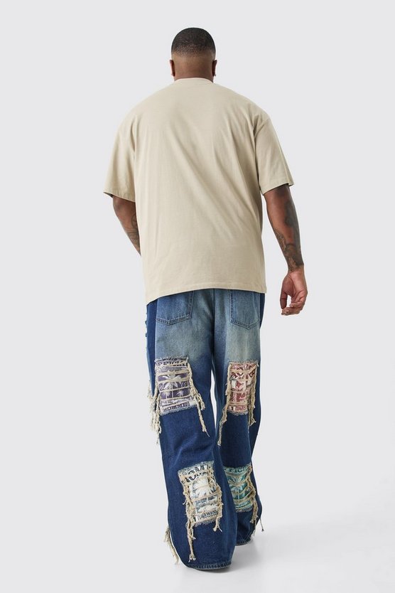 Plus lockere Schlagjeans mit Applikation