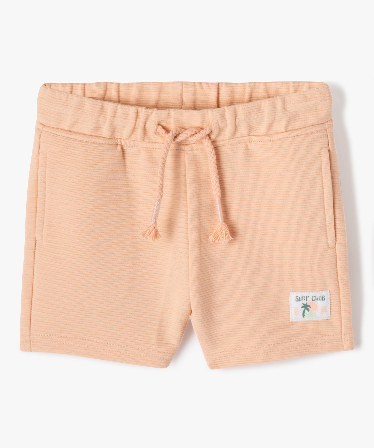 Short bébé en maille ctelée à taille élastiquée orange | GEMO