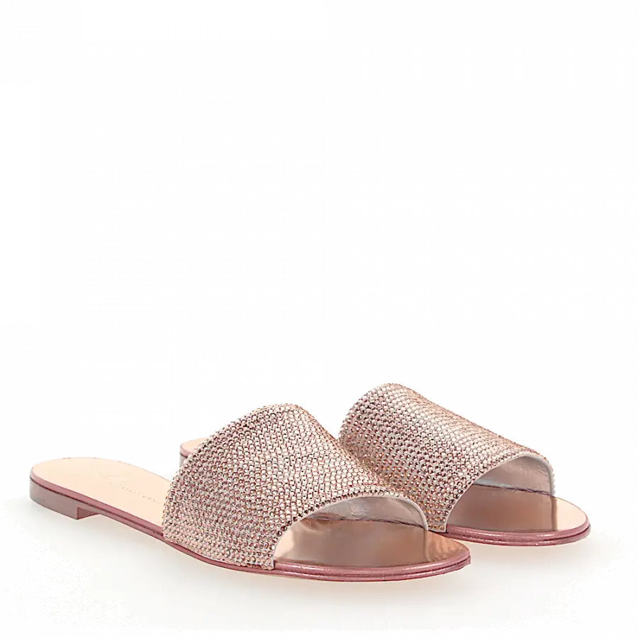 Giuseppe Zanotti - Sandalen ROLL 10 Veloursleder Strass rosé - pink