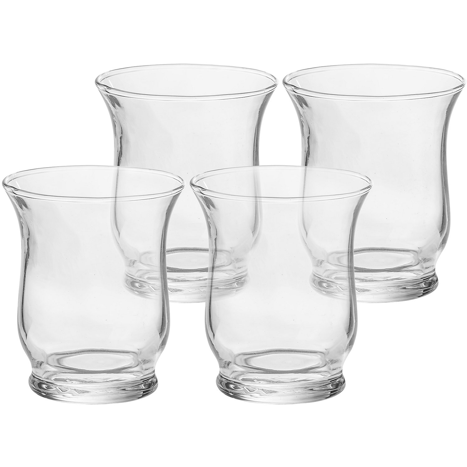 Glas-Windlichter, rund, 9 cm, 7,5 cm Ø, 4 Stück