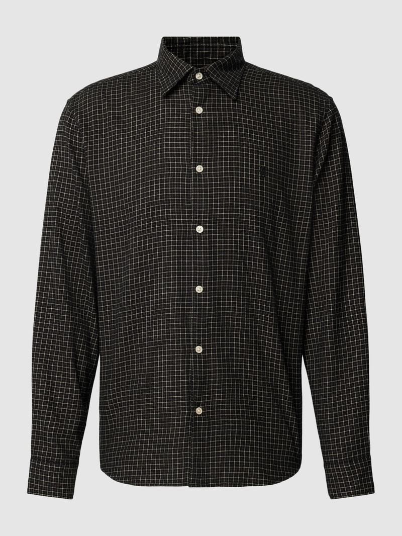Regular Fit Freizeithemd mit Tartan-Karo und Label-Stitching in dunkelblau