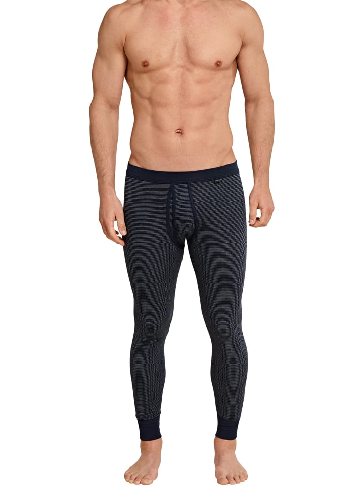 Schiesser Lange Unterhose Feinripp Melange in Dunkelblau günstig kaufen